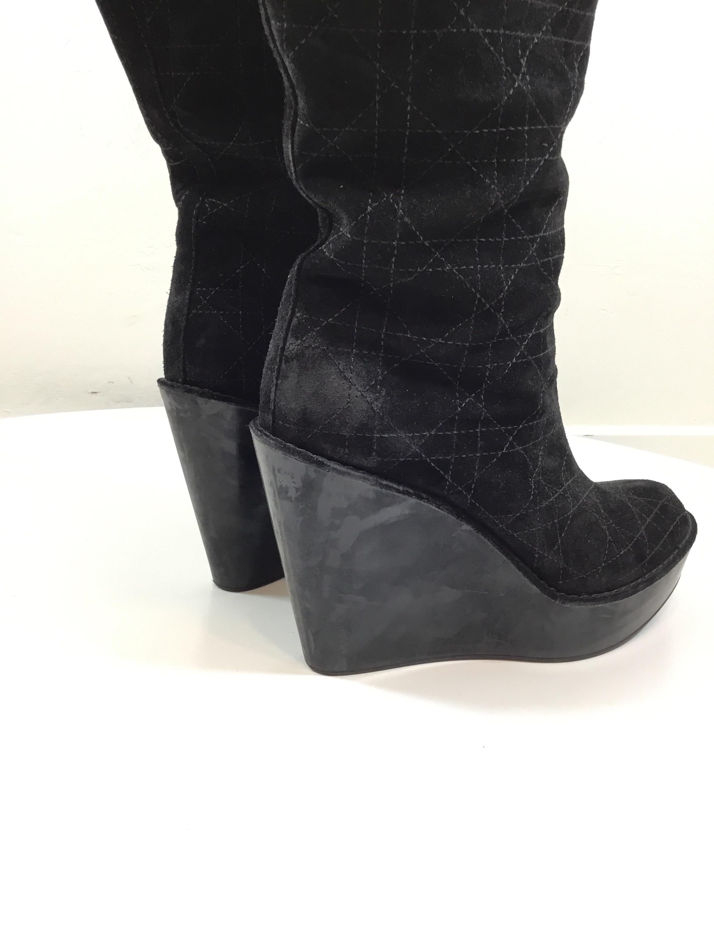 Christian Dior Cannage Suede Boots with Fox Fur 1