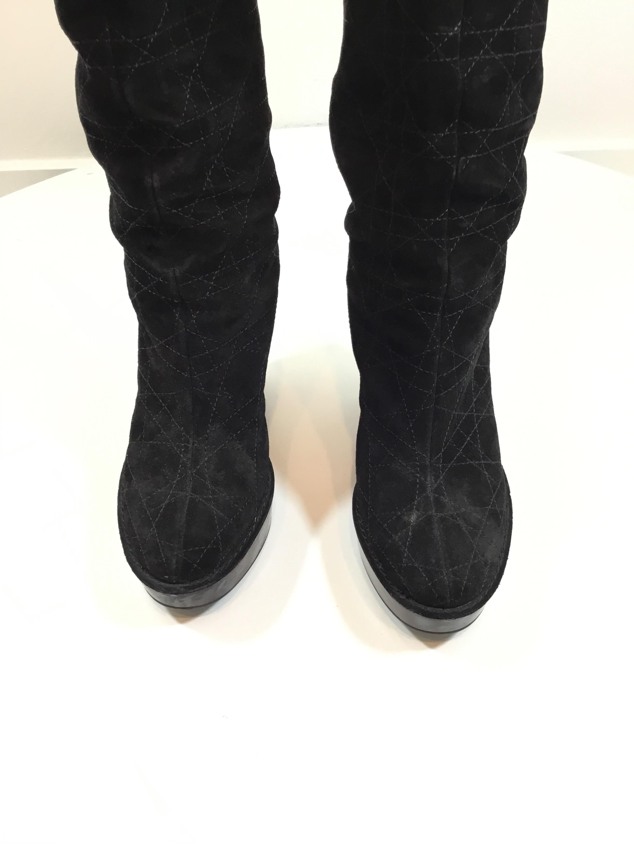 Christian Dior Cannage Suede Boots with Fox Fur 2