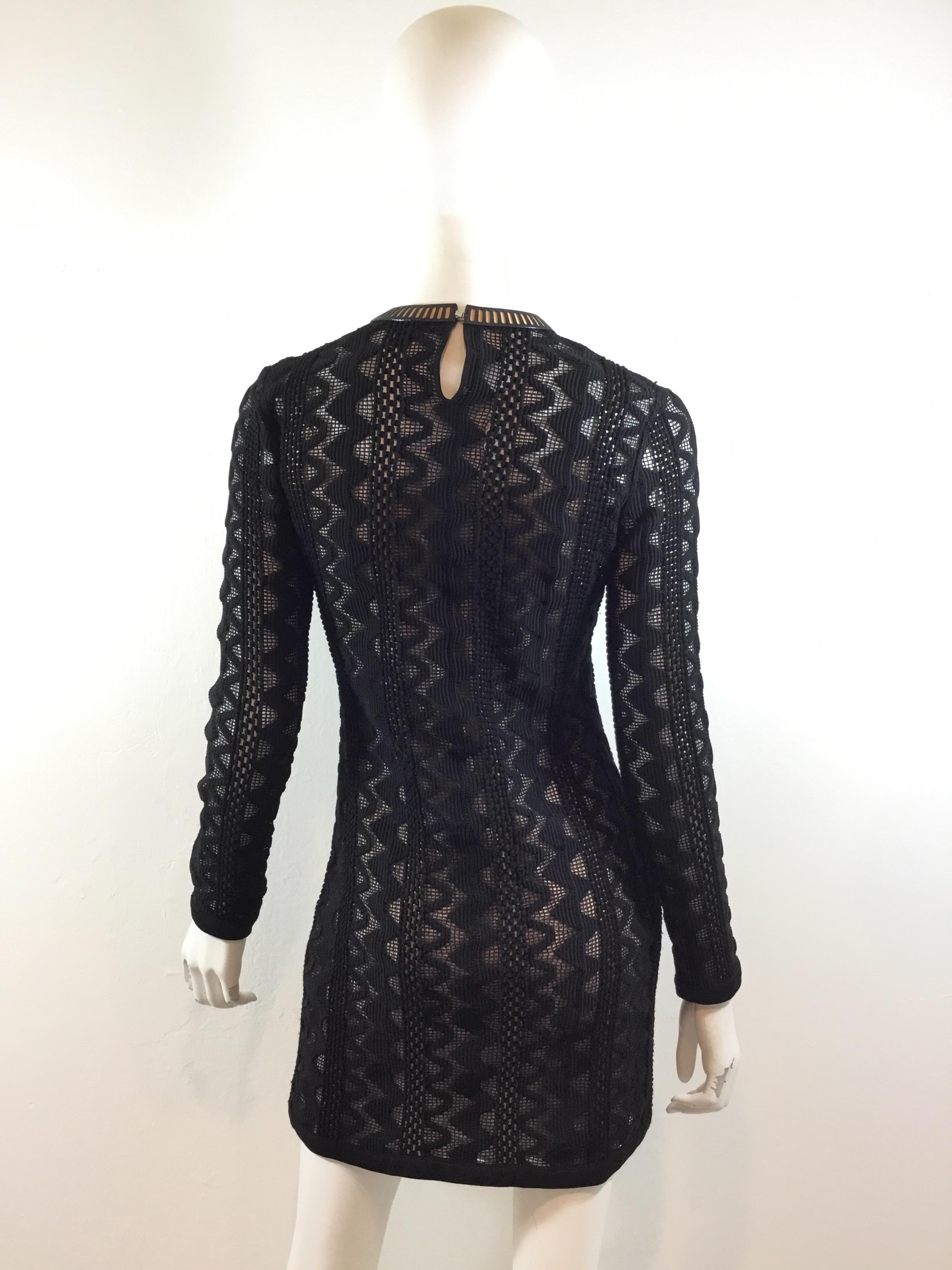 Black Louis Vuitton 2015 Spring Knitted Dress with Leather Trim