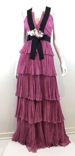 Gucci Resort 2016 Tiered Silk Chiffon Gown