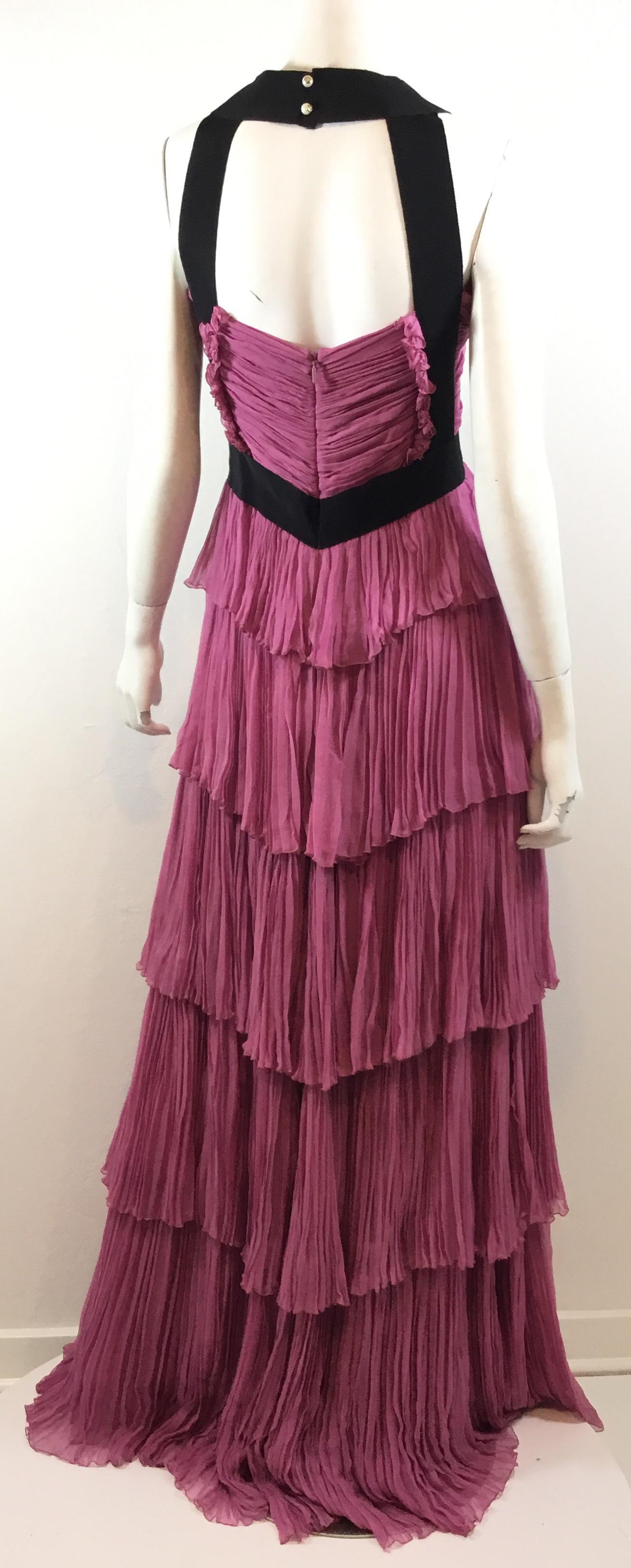 Brown Gucci Resort 2016 Tiered Silk Chiffon Gown