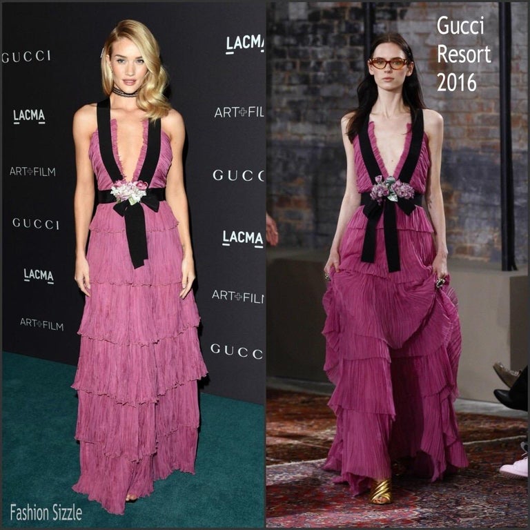 Gucci Resort 2016 Tiered Silk Chiffon Gown