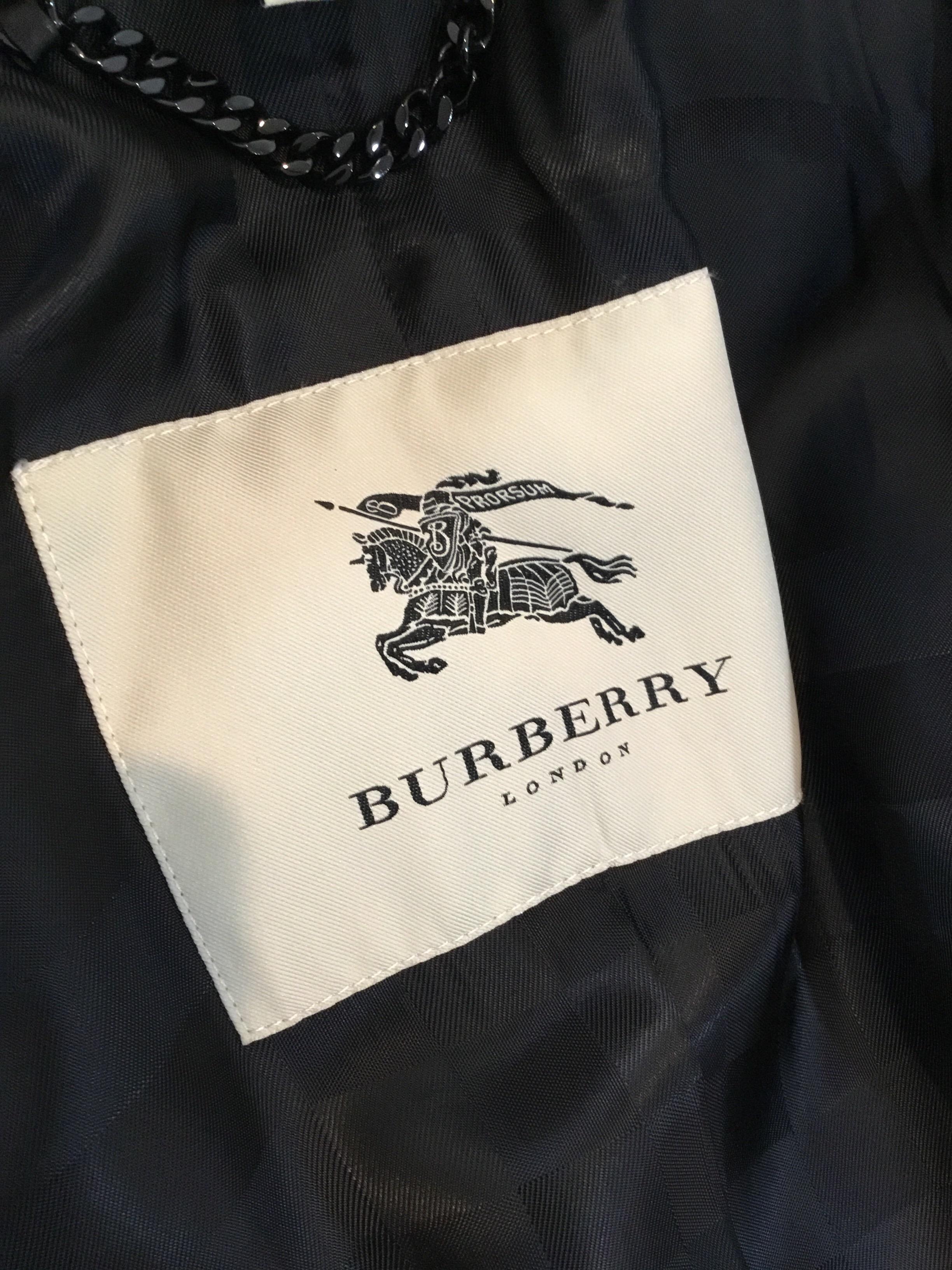 Burberry Black Gabardine Trench Coat with Beaded Collar 2
