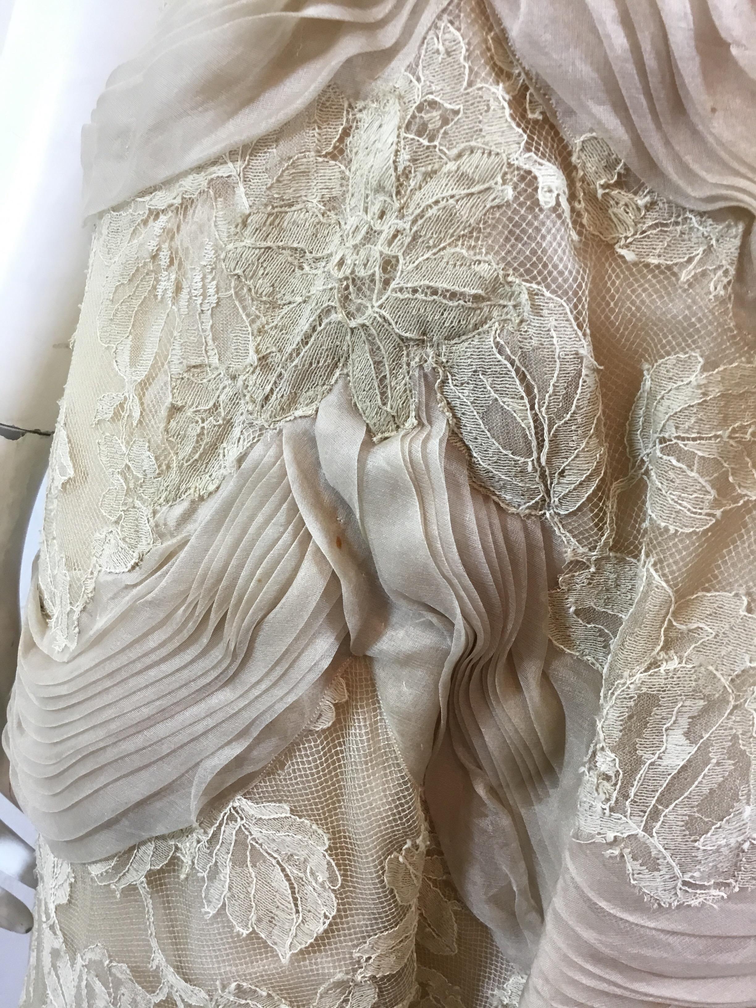 Beige Ceil Chapman Lace Vintage Dress For Sale
