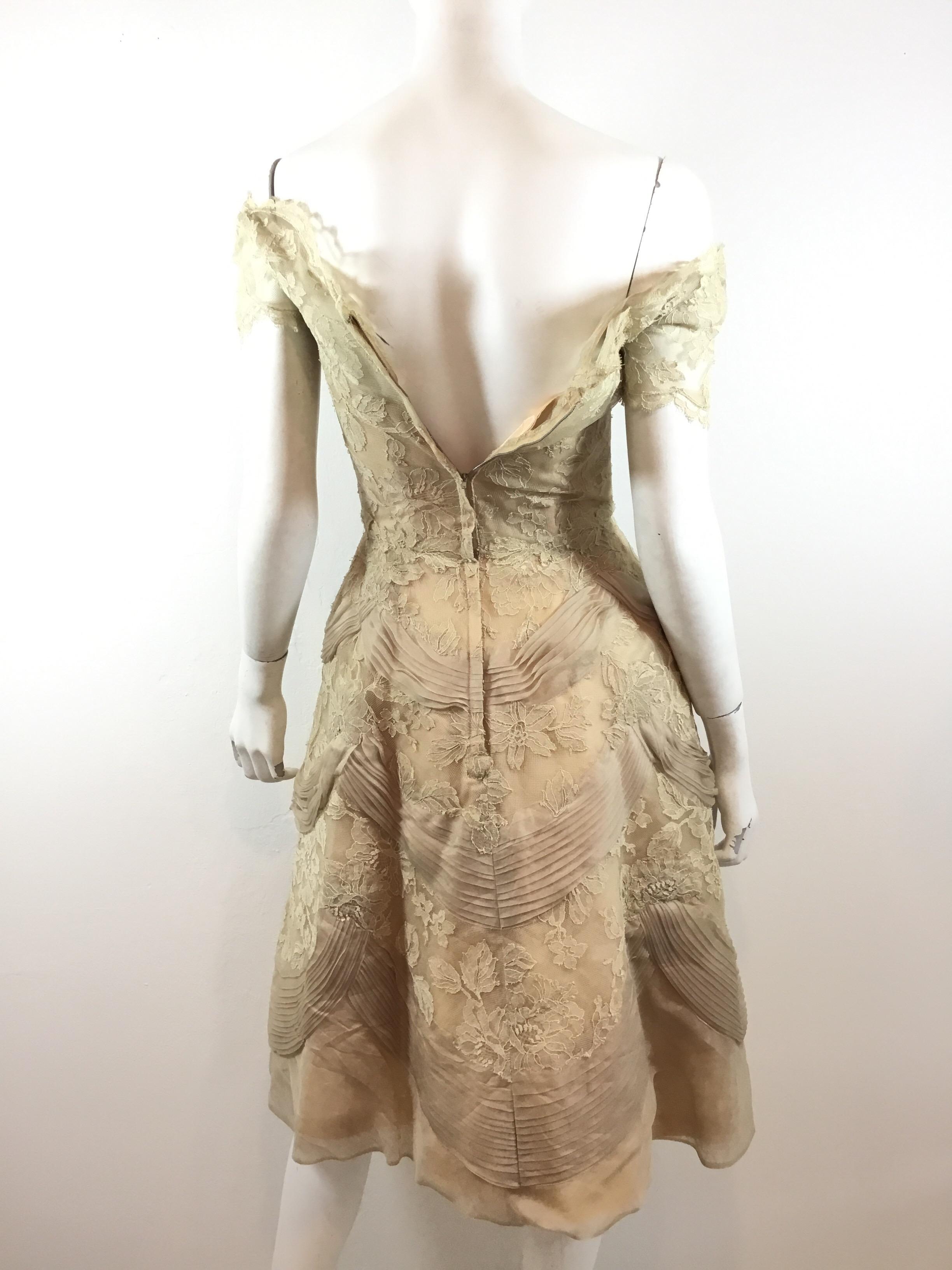 Ceil Chapman Lace Vintage Dress For Sale 1