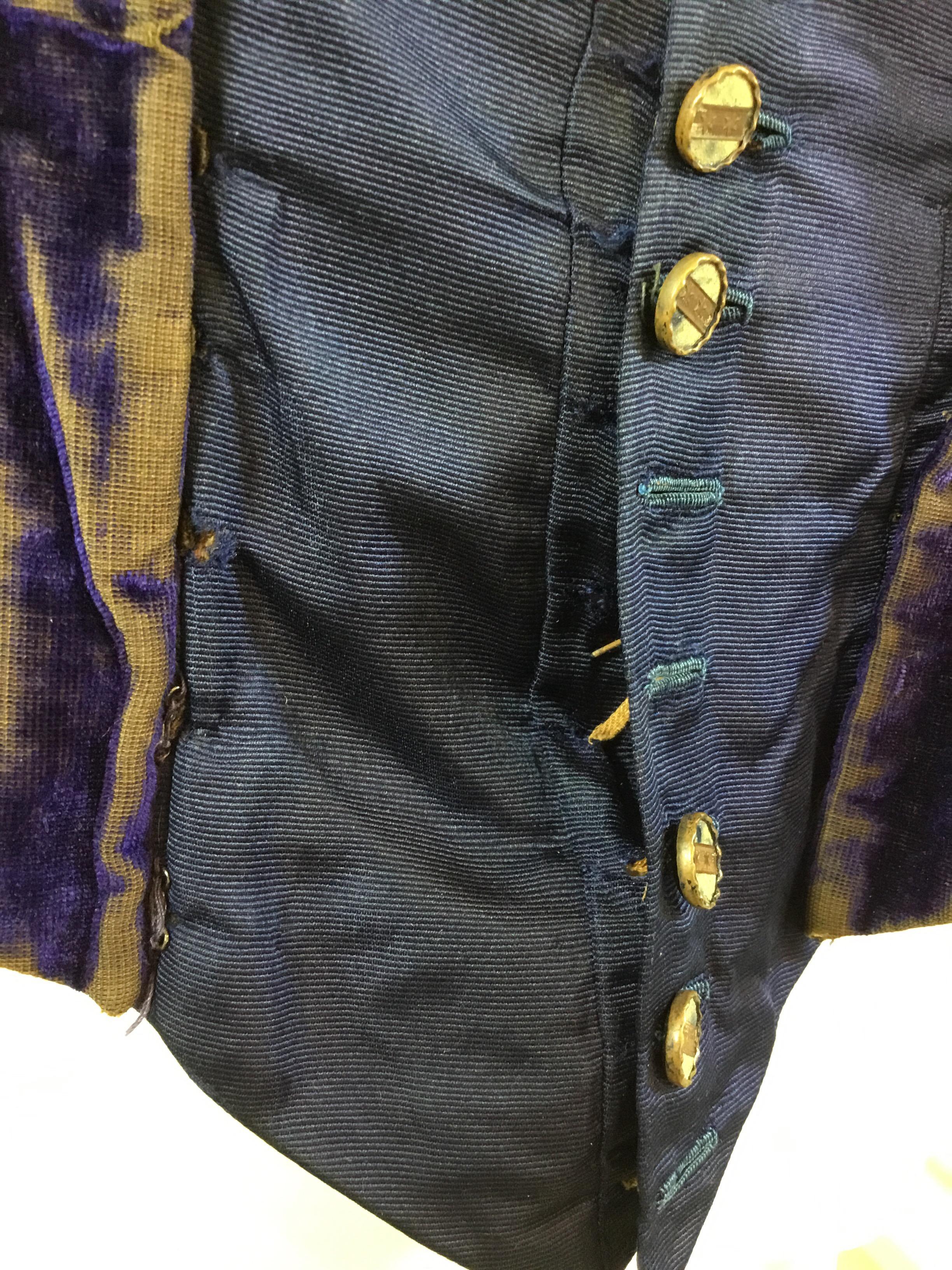 Victorian Navy Blue Velvet Jacket 1800's  In Good Condition In Carmel, CA