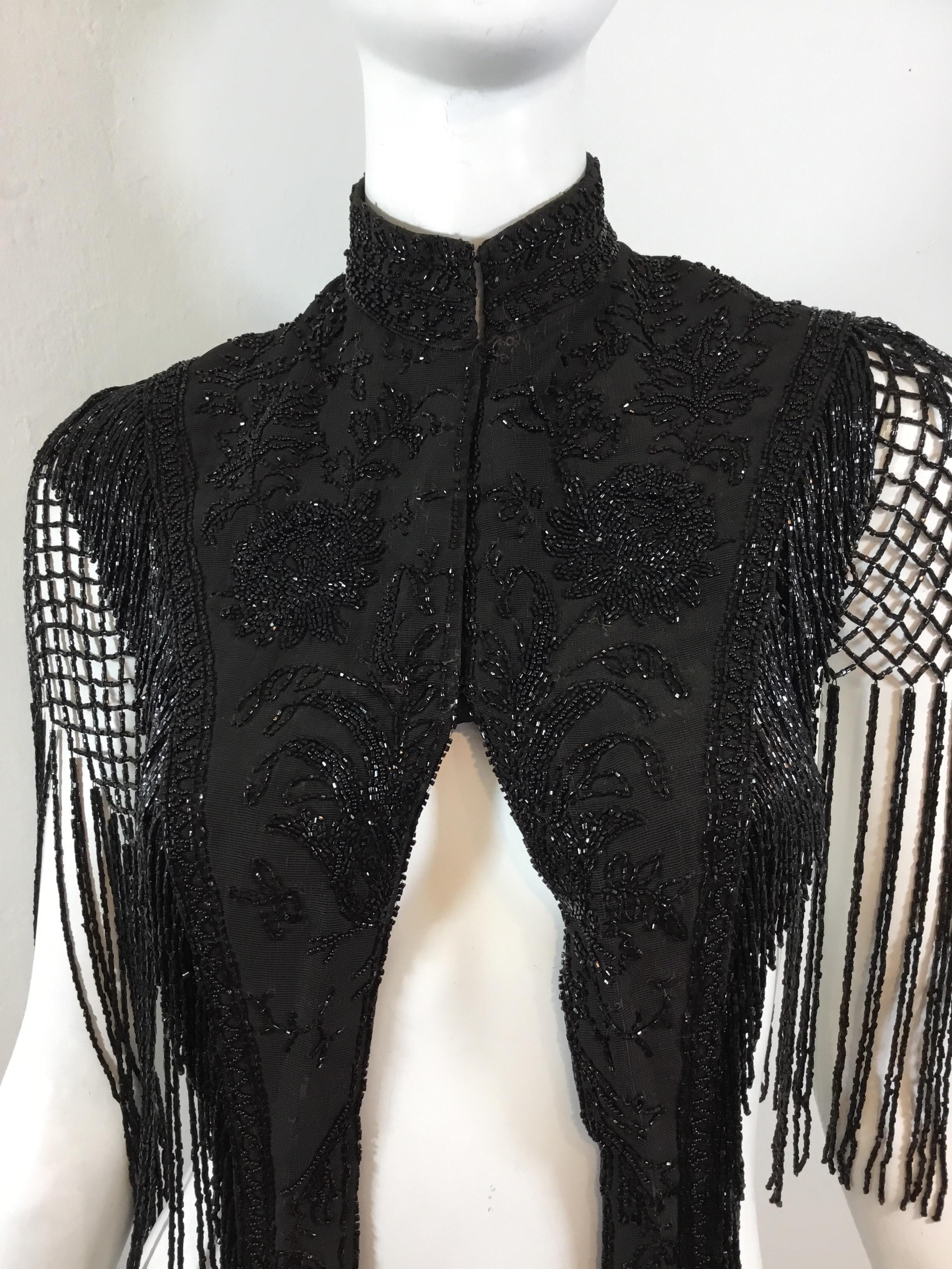 Victorian Black Beaded Collar Circa 1890's In Good Condition For Sale In Carmel, CA