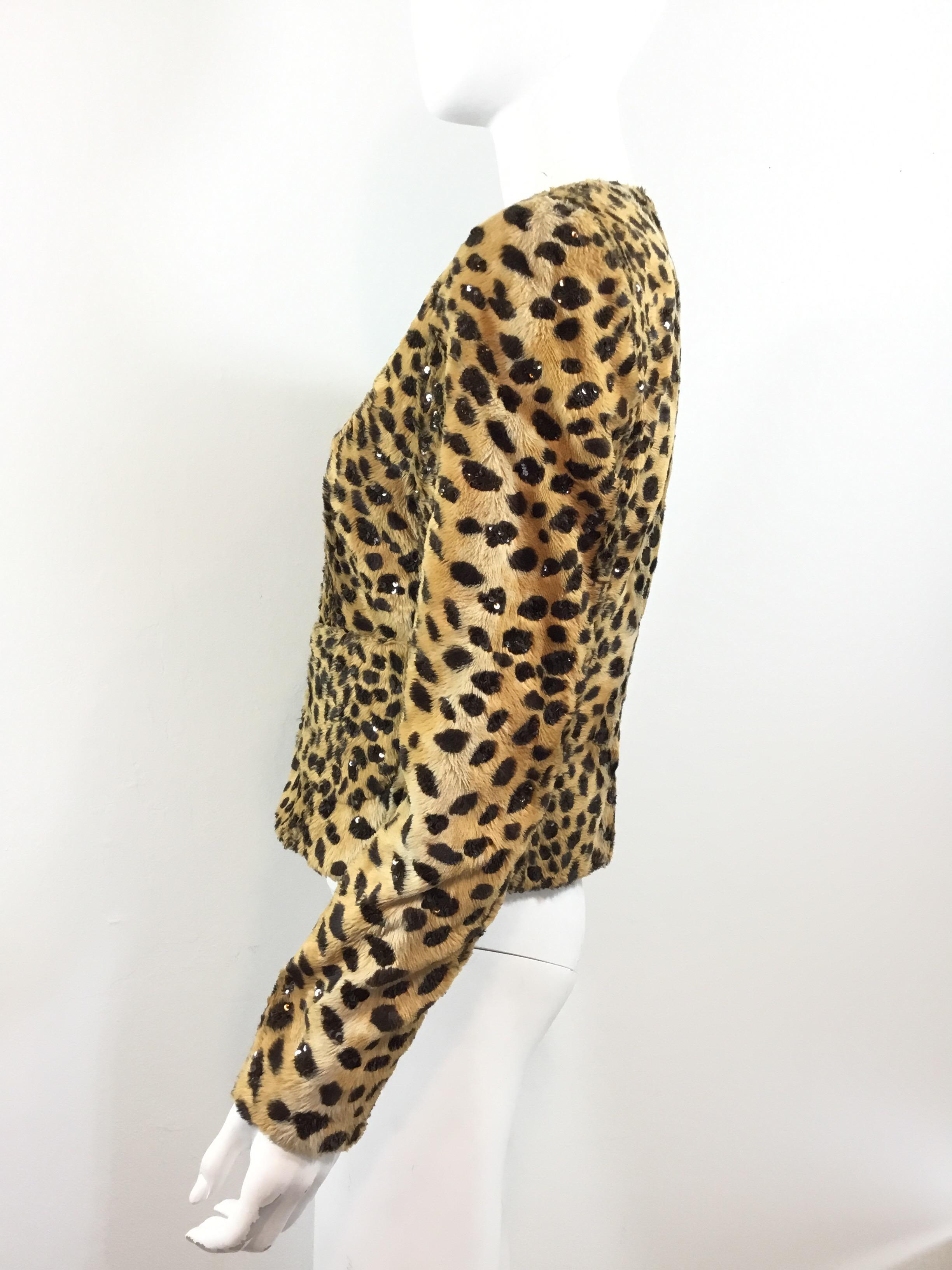Valentino Leopard Print Jacket with Sequins In Excellent Condition In Carmel, CA
