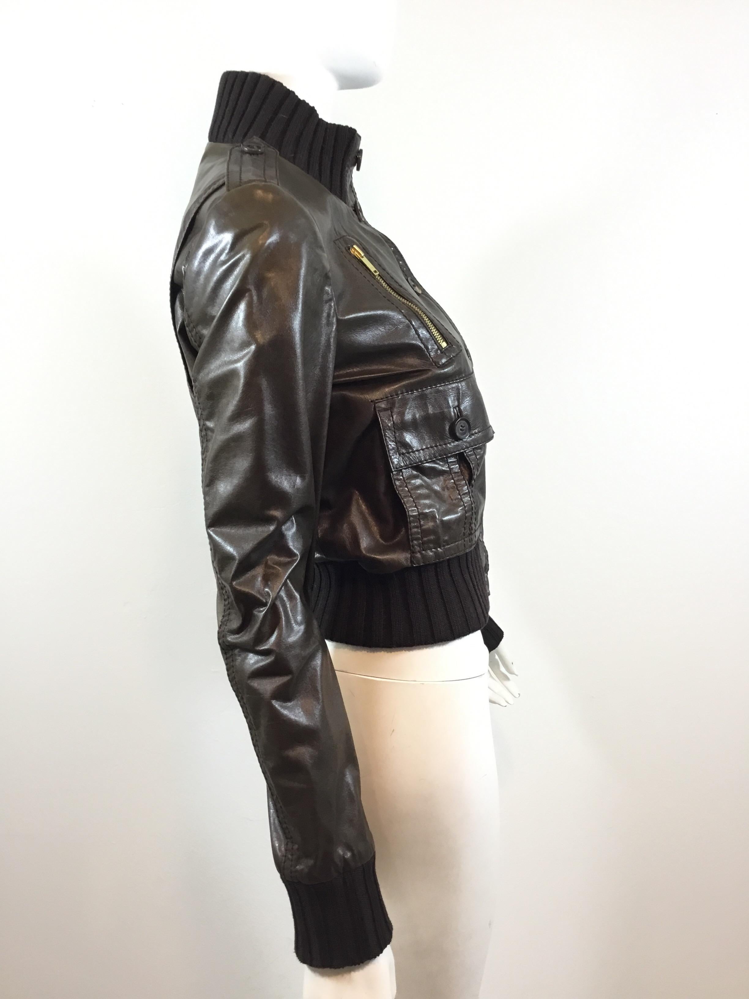 Gucci Brown Leather Bomber Jacket  3