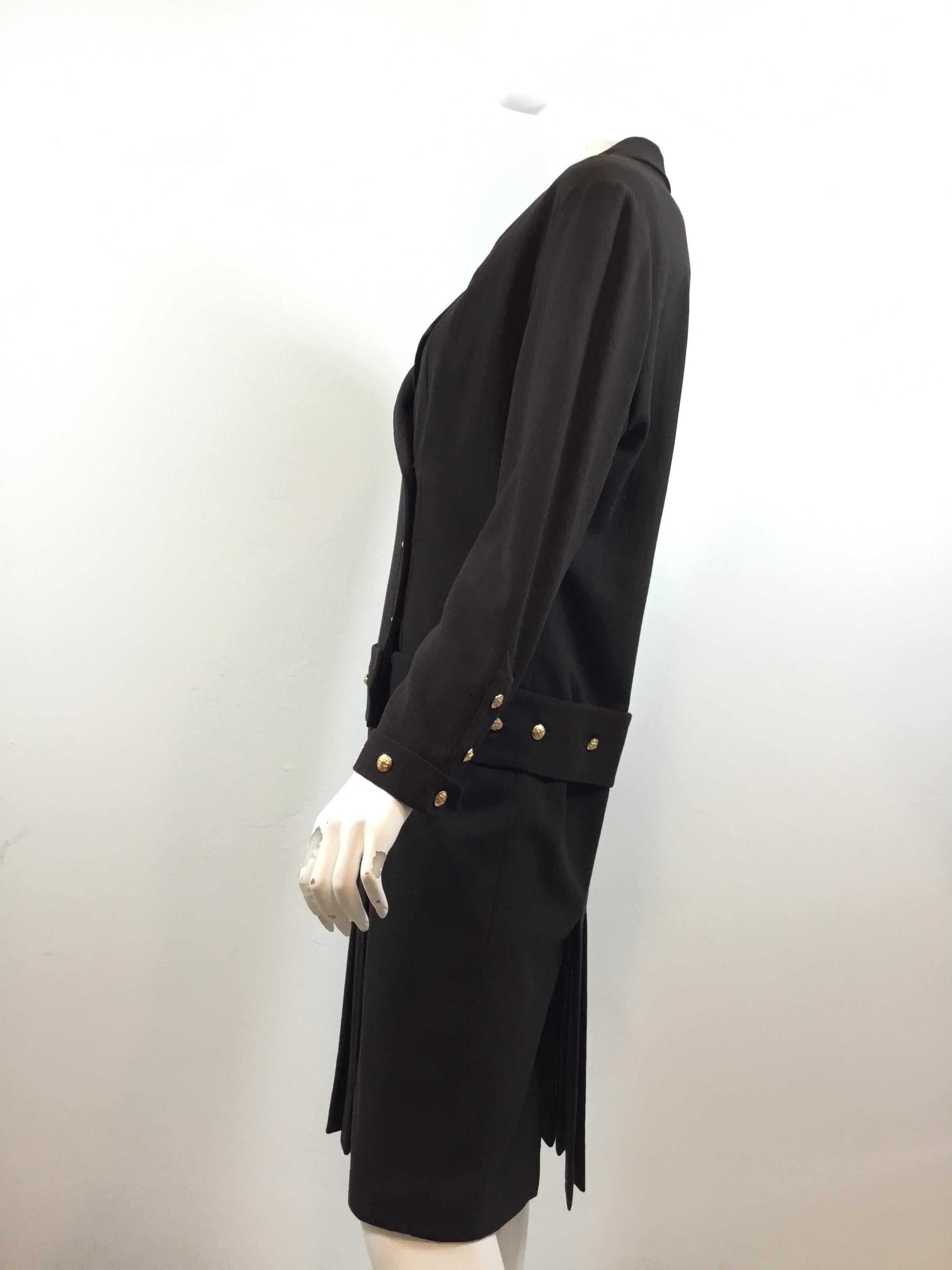 Black Chanel Boutique Vintage Brown Pleated Dress