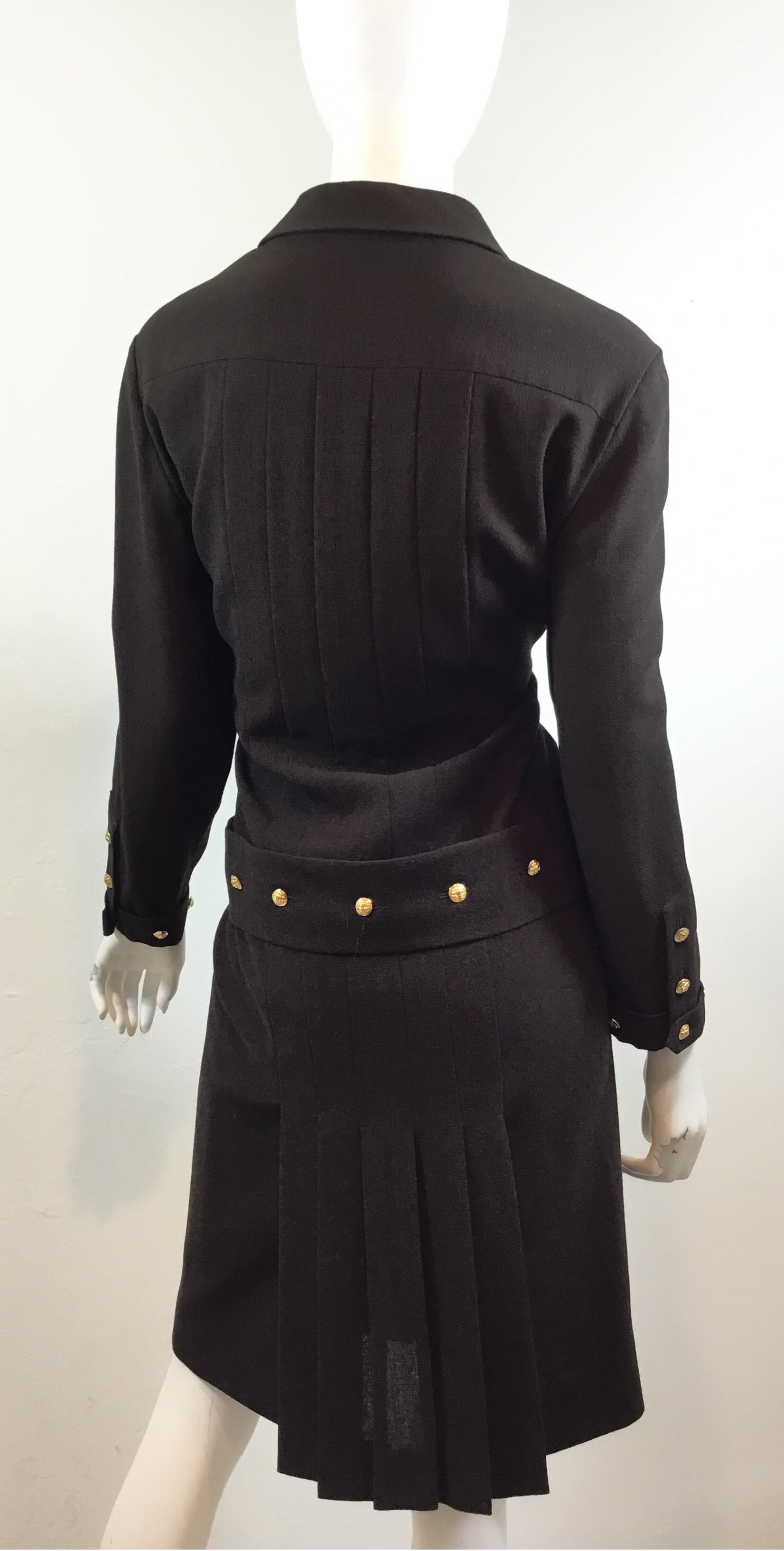 Chanel Boutique Vintage Brown Pleated Dress In Excellent Condition In Carmel, CA