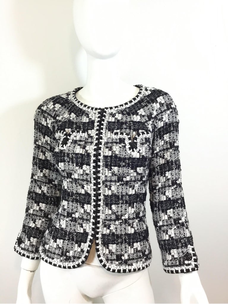 Chanel 06 C Tweed Jacket with Beaded Trim at 1stDibs