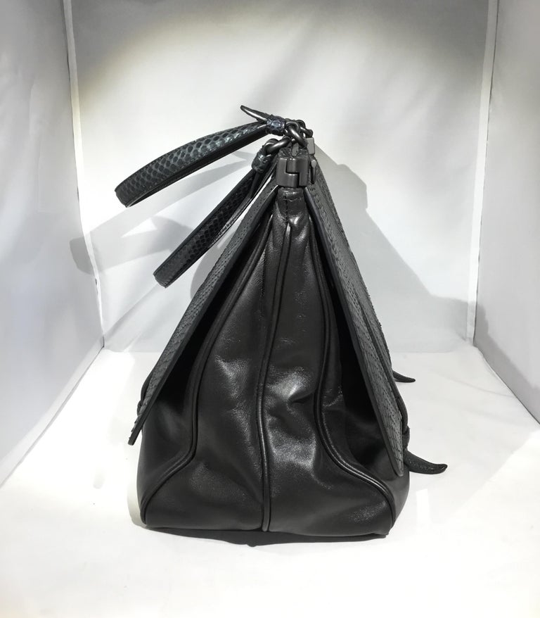 Bottega Veneta Snakeskin Top Handle Shoulder Bag For Sale at 1stdibs
