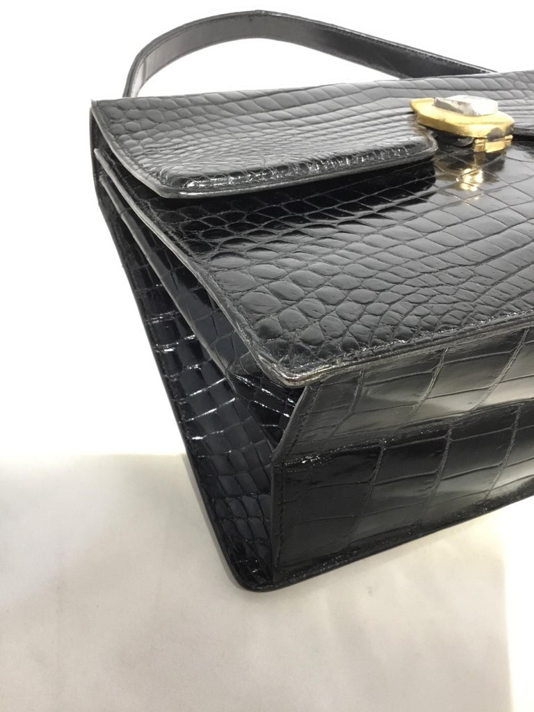 Vintage Gucci 1960’s Black Crocodile Handbag For Sale at 1stDibs 1960