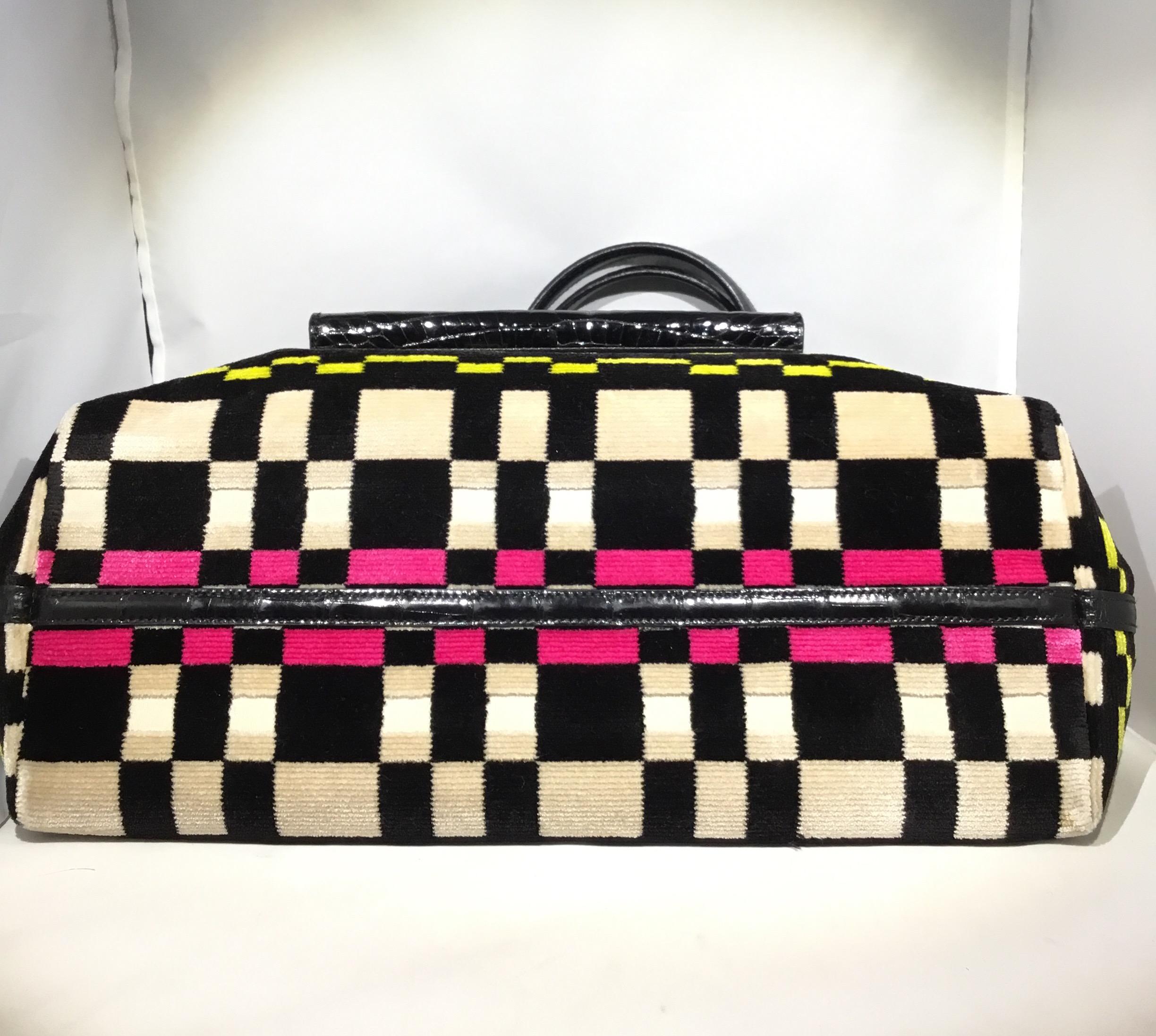 Black Bottega Veneta Special Edition Terry Cloth with Alligator Handbag
