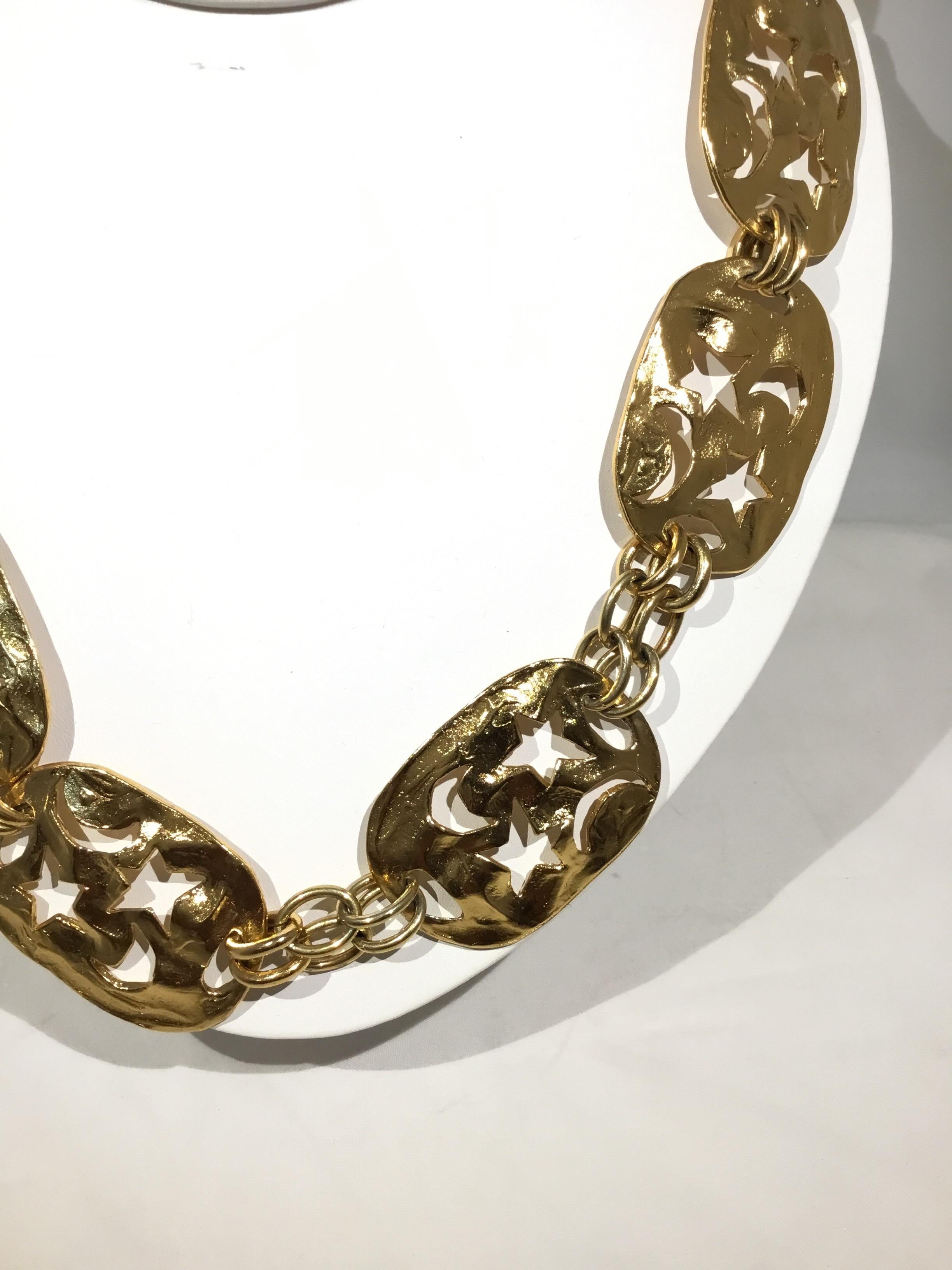 Yves Saint Laurent Rive Gauche Stars And Moon Chain Belt In Excellent Condition For Sale In Carmel, CA