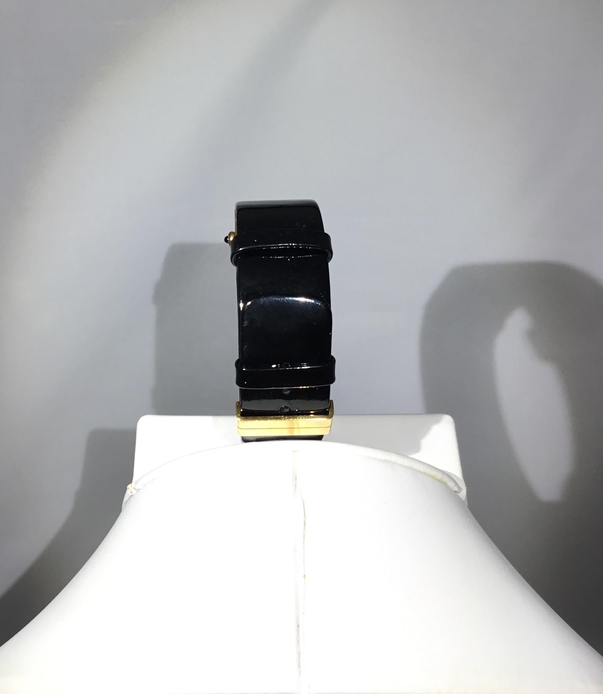 Chanel 18k Gold Matelassé Watch w/ Patent Leather Band 1