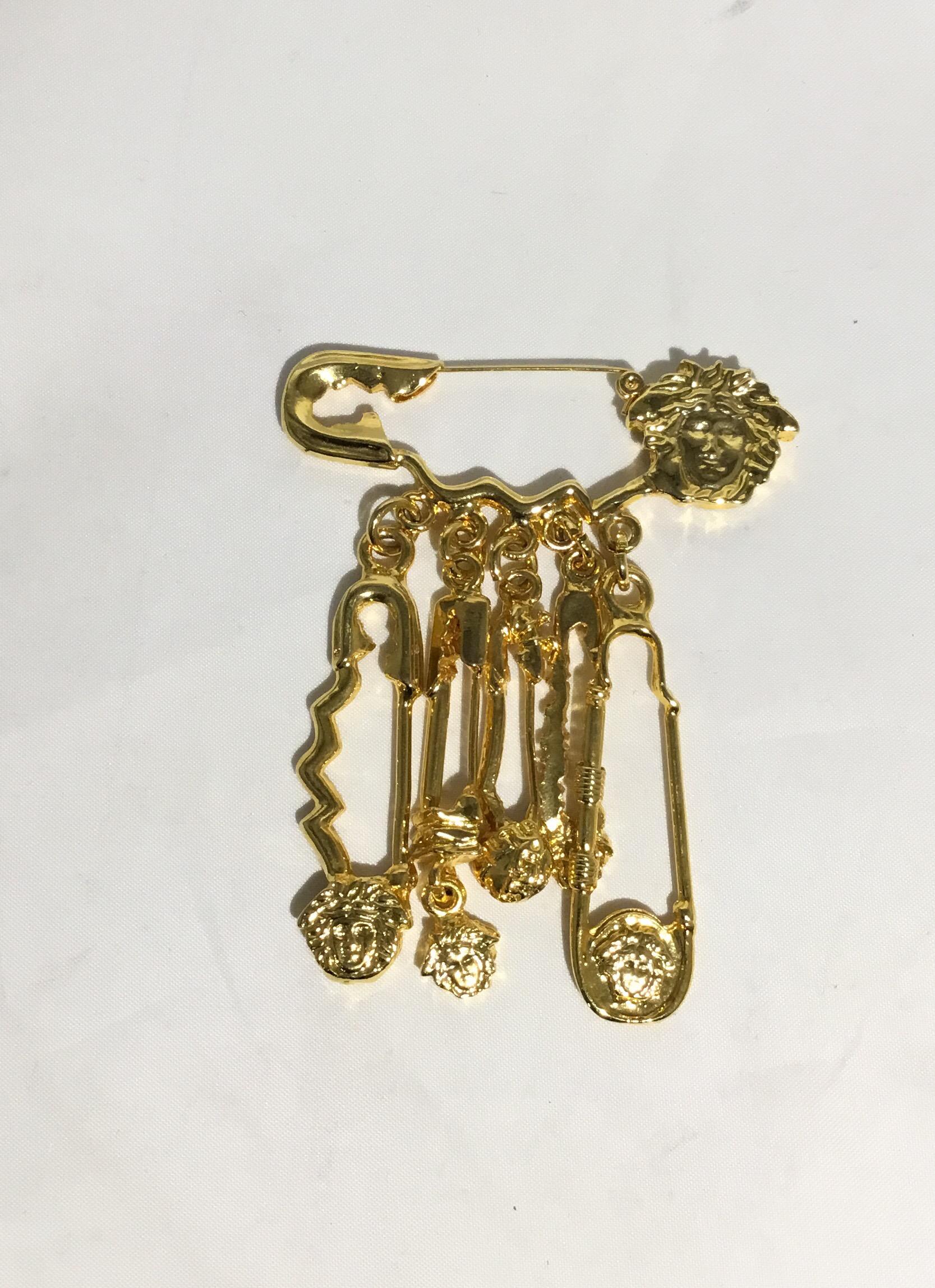 versace safety pin brooch