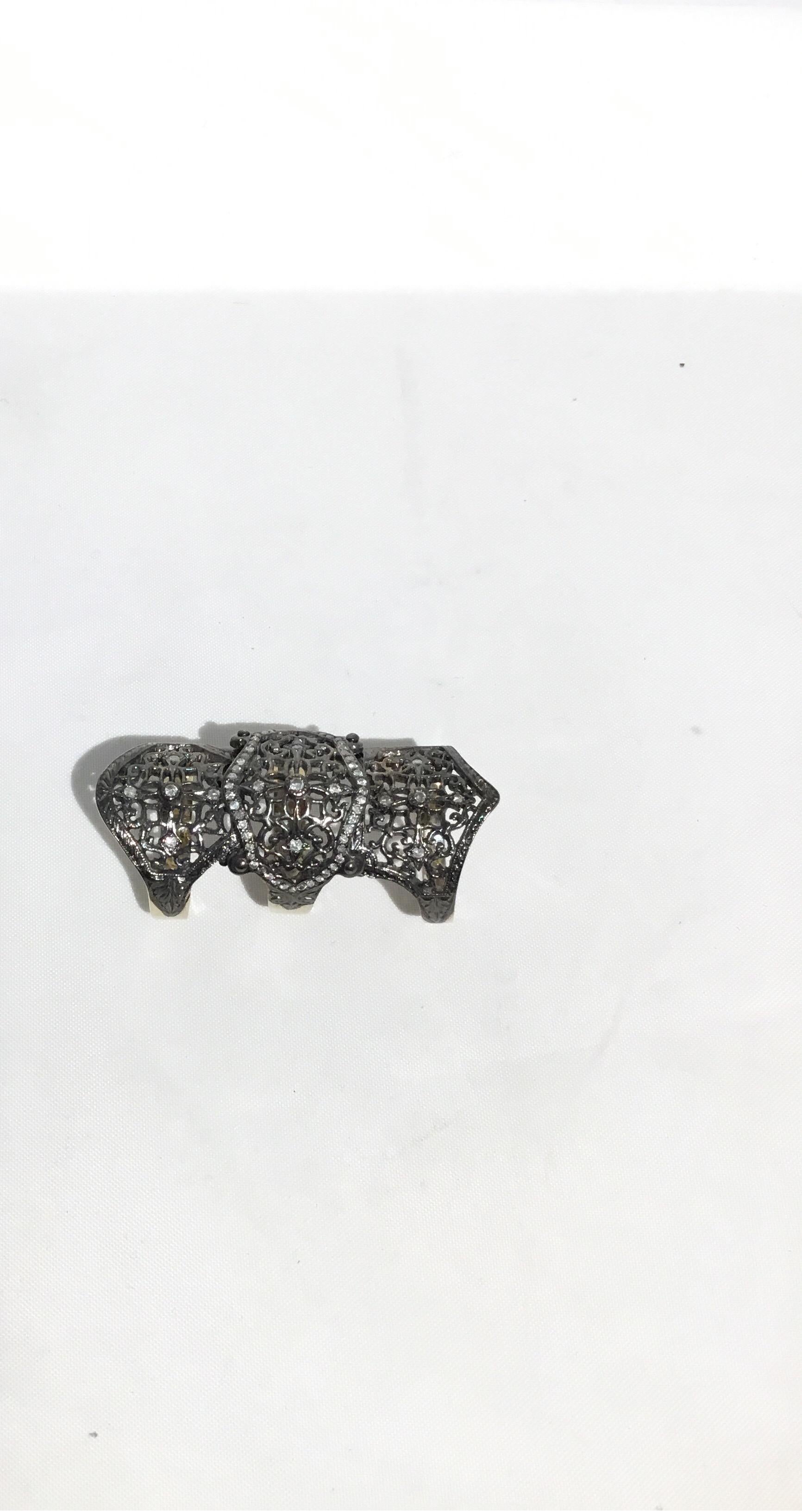 Loree Rodkin 18k Rhodium White Gold Shield Ring with Diamonds 5