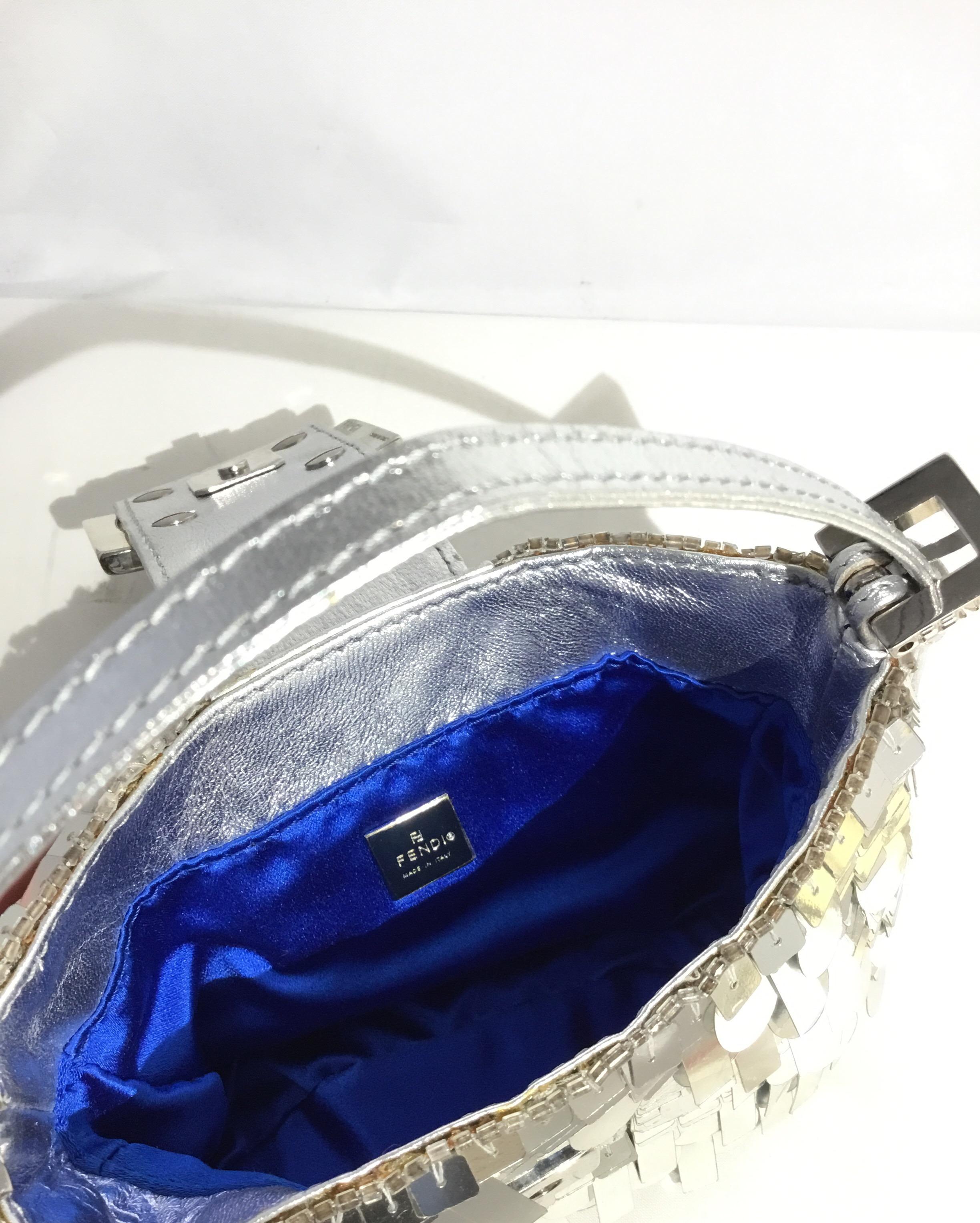 Fendi Silver Sequin and Bead Mini Baguette Purse 1