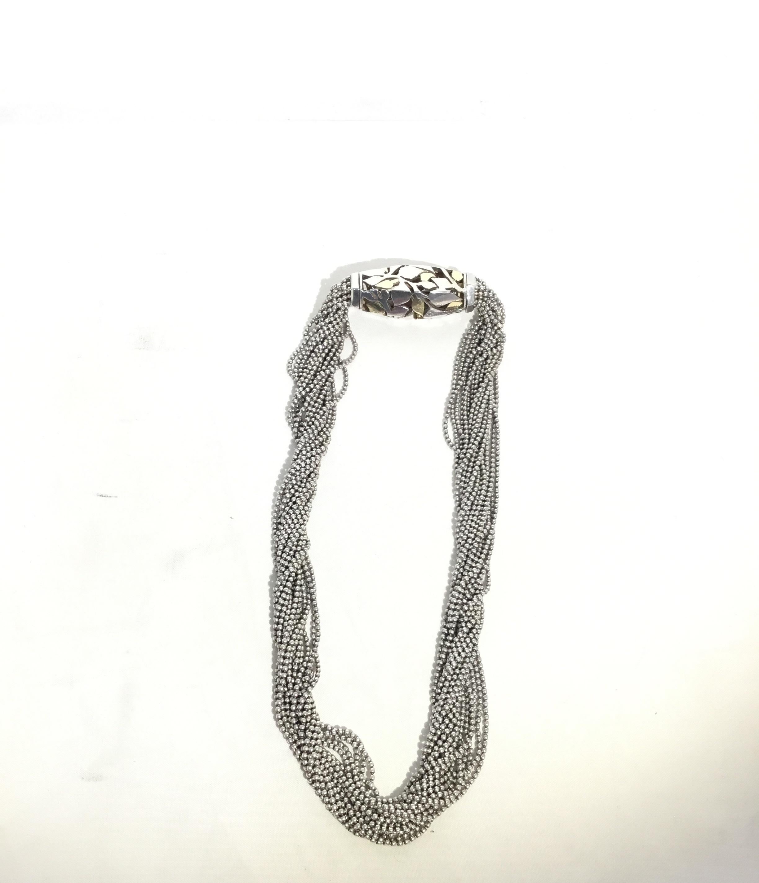 multi strand silver bead necklace