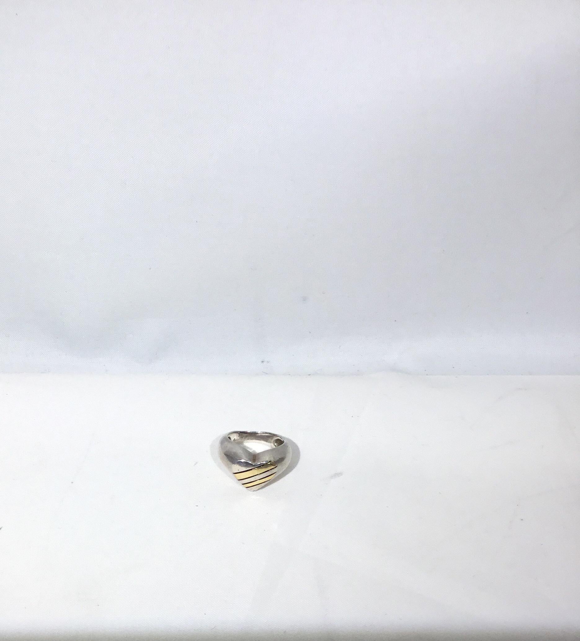 Cartier 1970er Jahre gemischt Metall Herz Ring 18K und 925 Damen