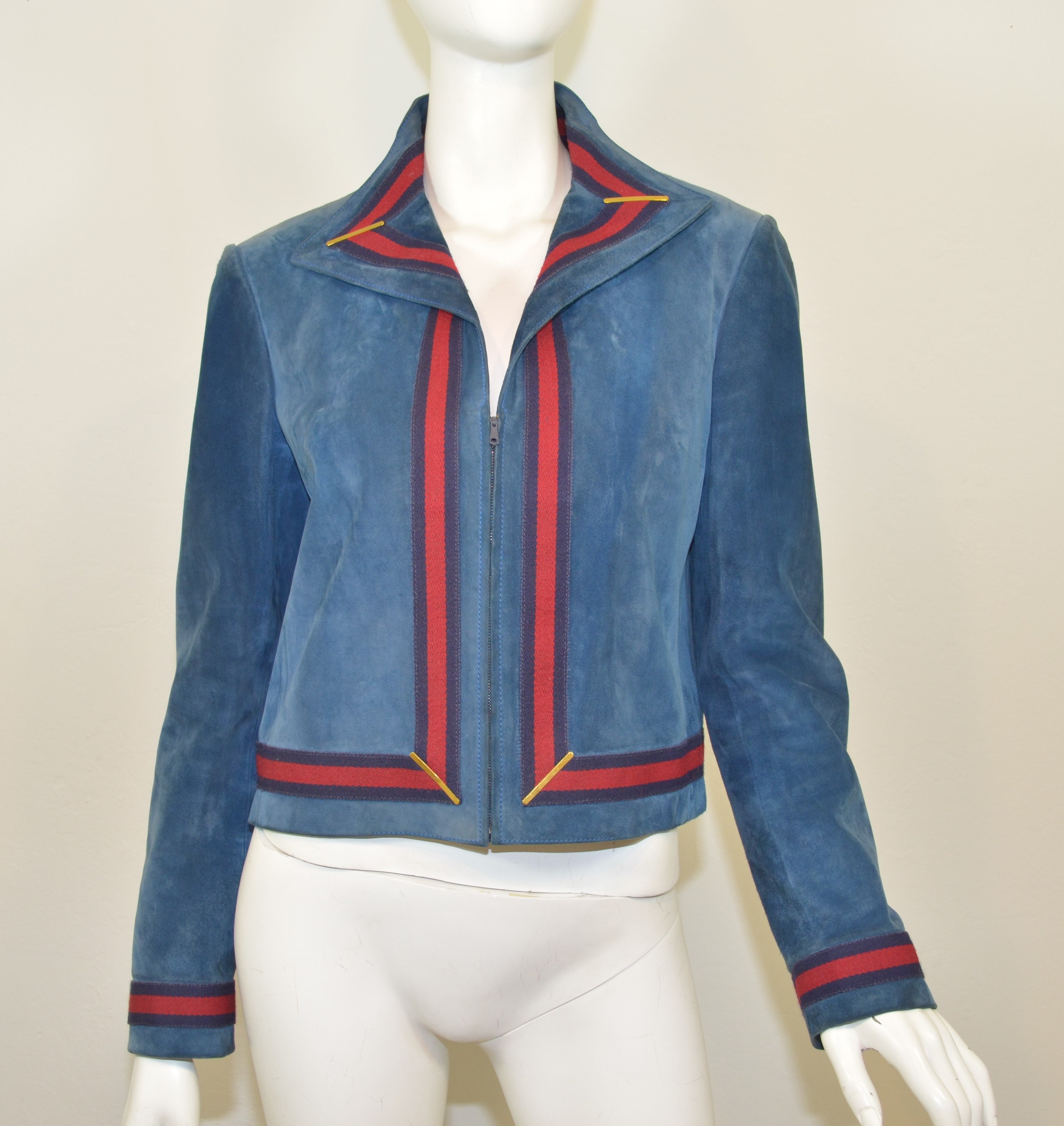 gucci stripe jacket blue red white