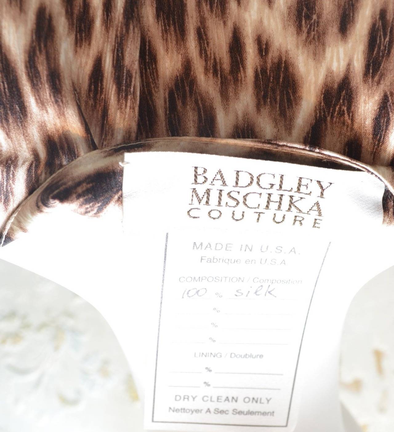 Women's Badgley Mischka Leopard Animal Print Silk Crystal Belt Caftan Dress