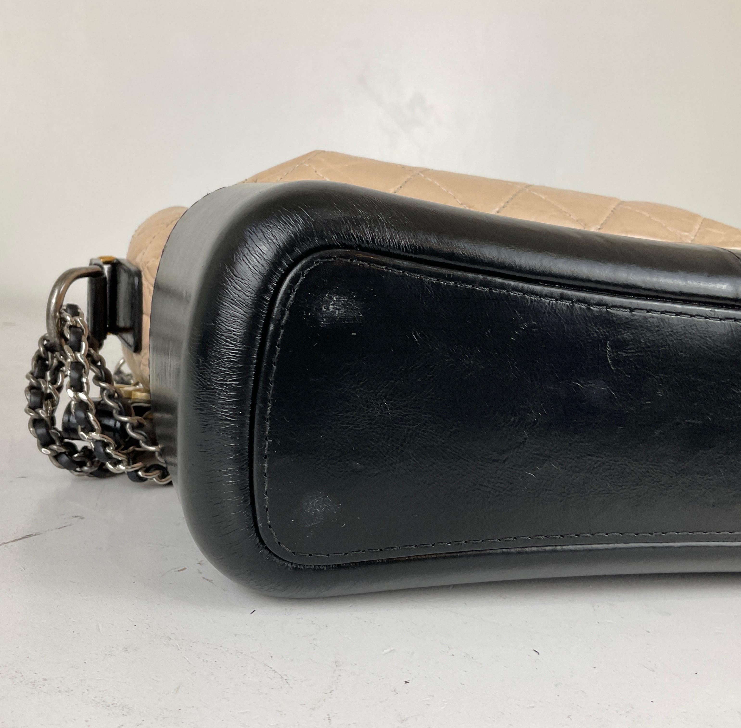 Women's or Men's Chanel 2 Tone Beige Black Medium Aged Calfskin Leather Gabrielle Bag  2018