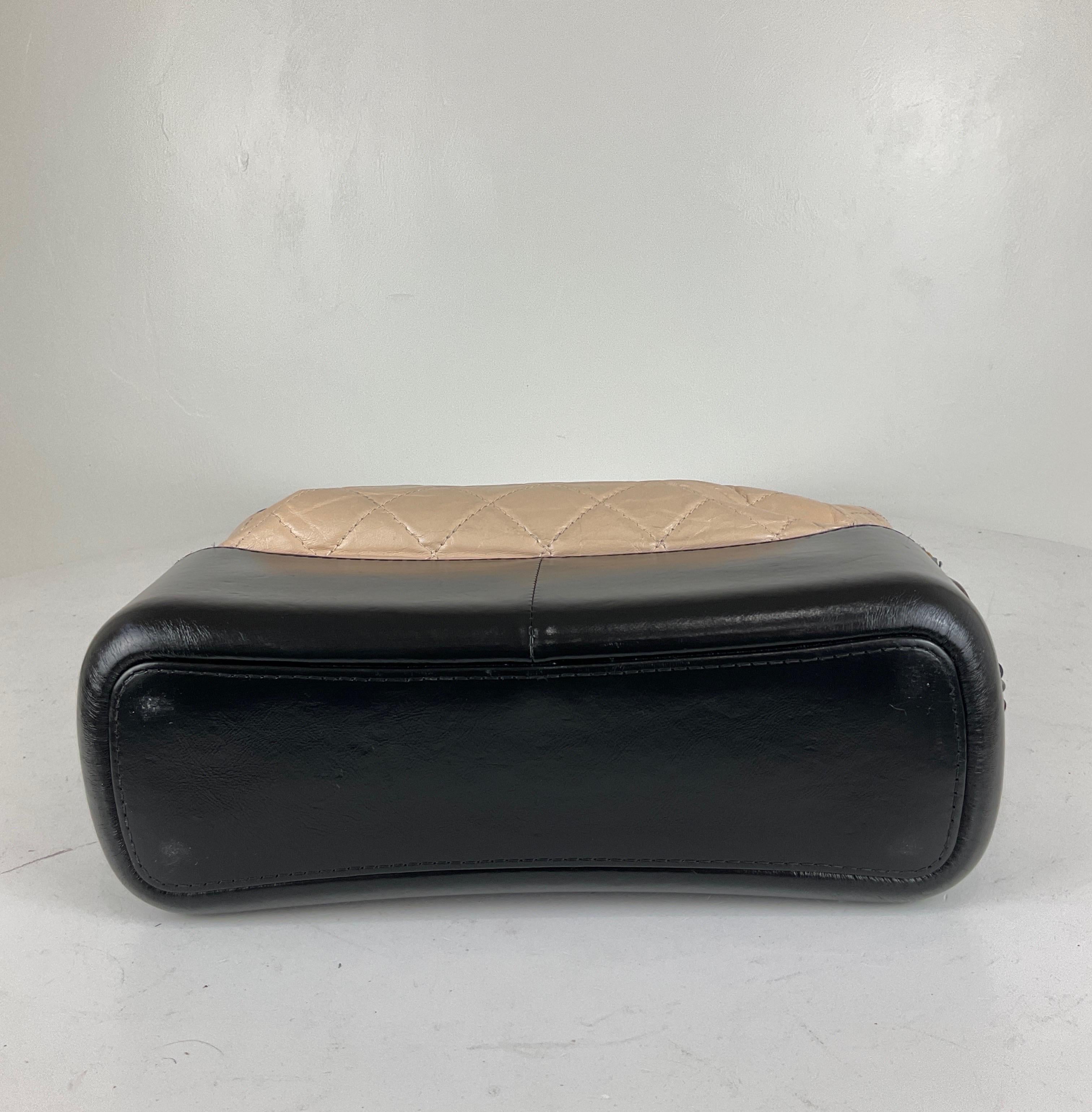 Chanel 2 Tone Beige Black Medium Aged Calfskin Leather Gabrielle Bag  2018 2