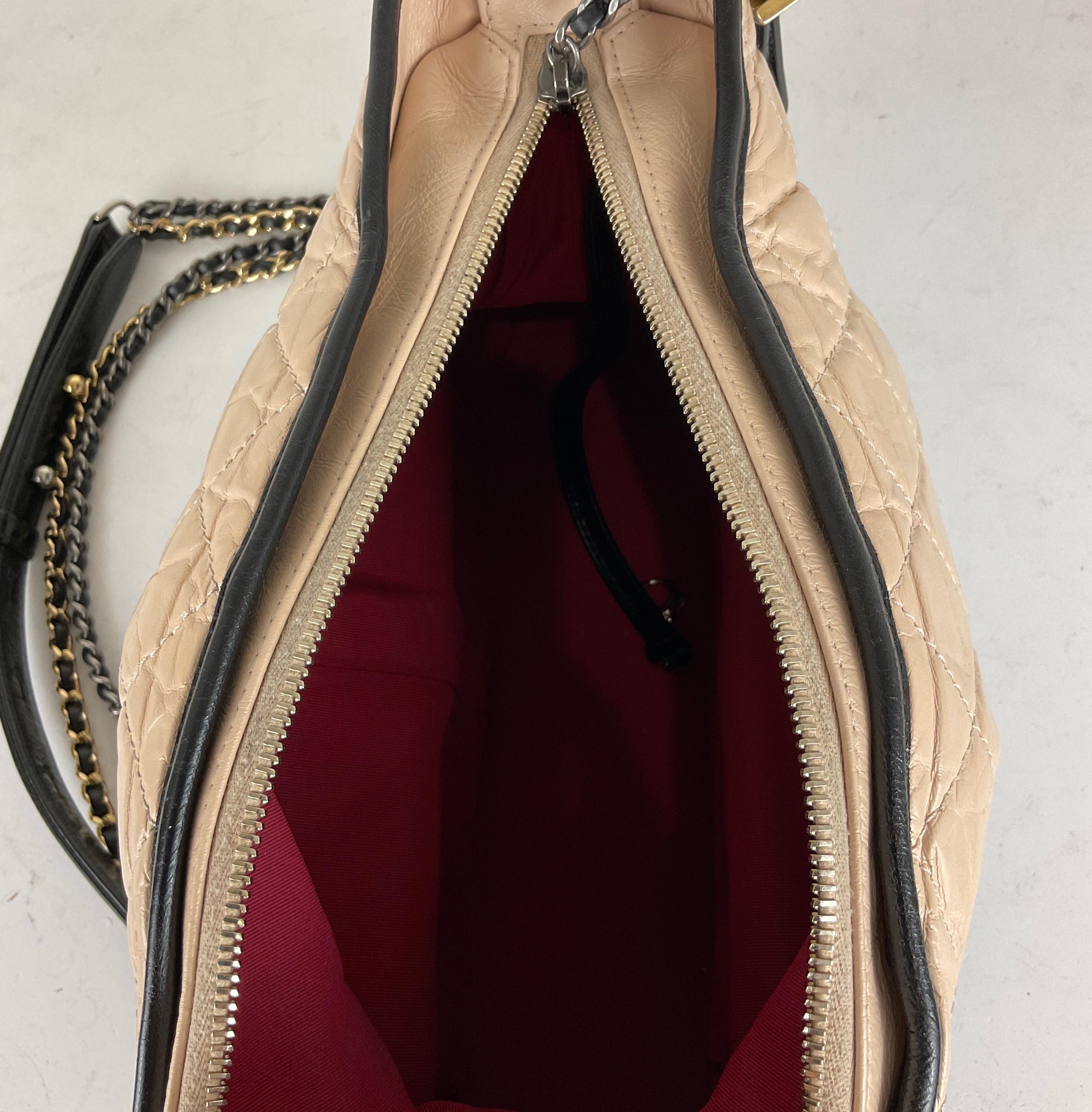 Chanel 2 Tone Beige Black Medium Aged Calfskin Leather Gabrielle Bag  2018 3