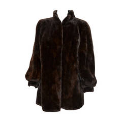 Yves Saint Laurent Retro Brown Sheared Beaver Fur Coat