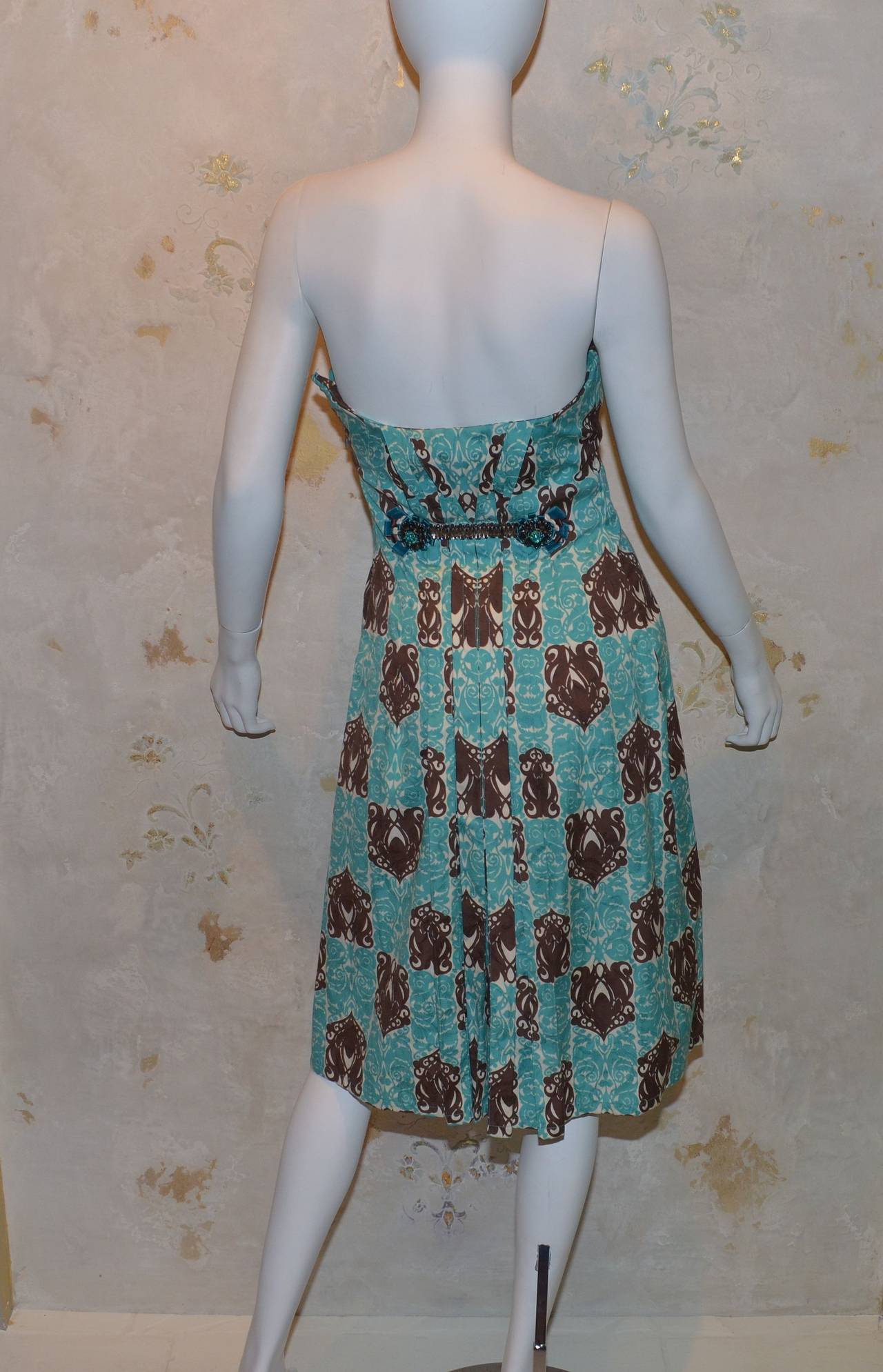 Gray Carolina Herrera Embellished Strapless Dress NWT