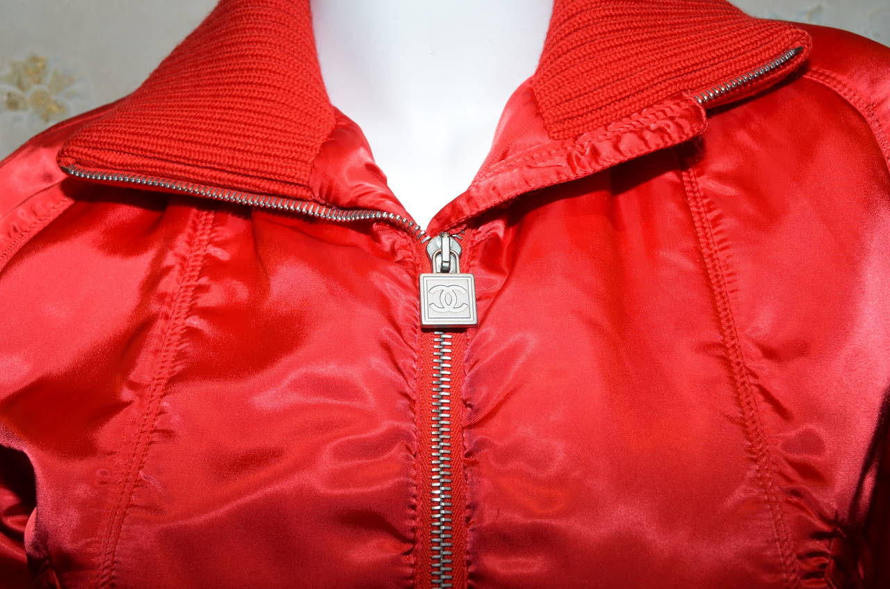 red satin bomber jacket