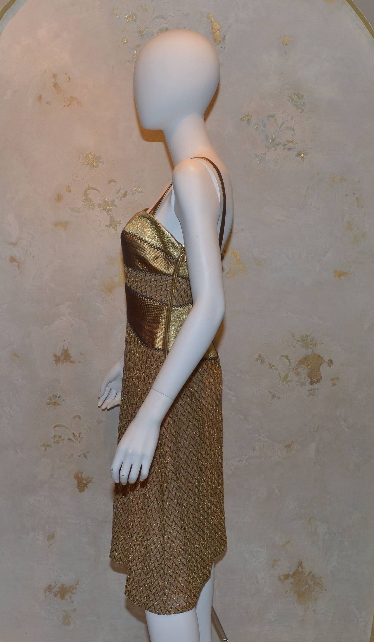 Brown Missoni Gold Chevron Knit Optional Strapless Dress