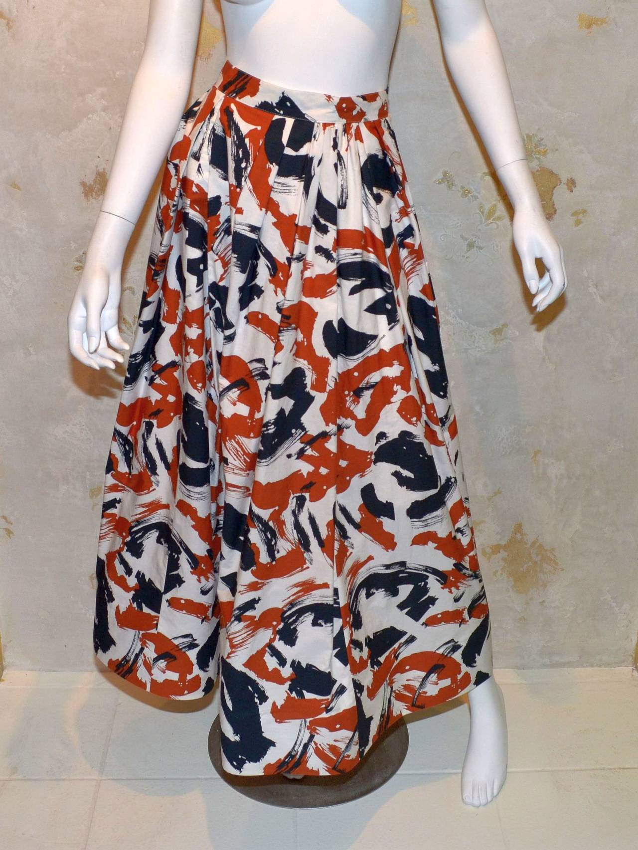 Guy Laroche Paint Brush Print Crop Skirt & Top Set In Excellent Condition In Carmel, CA