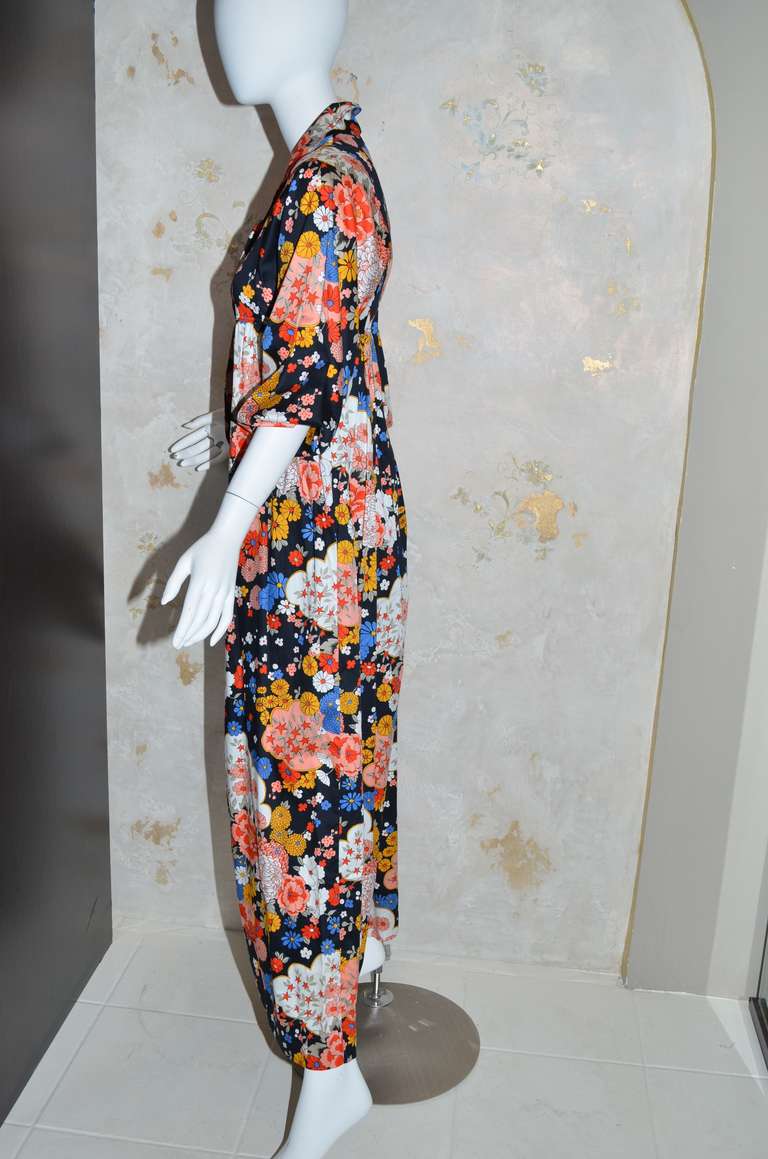 Brown Yves Saint Laurent Vintage YSL Cotton Floral Dress