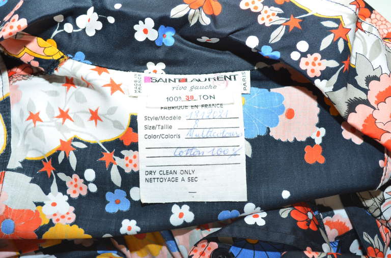 Yves Saint Laurent Vintage YSL Cotton Floral Dress In Excellent Condition In Carmel, CA