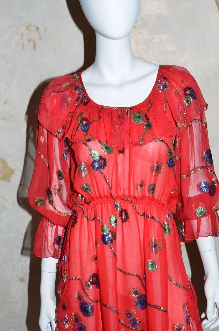 Yves Saint Laurent Vintage YSL Chiffon Dress 2