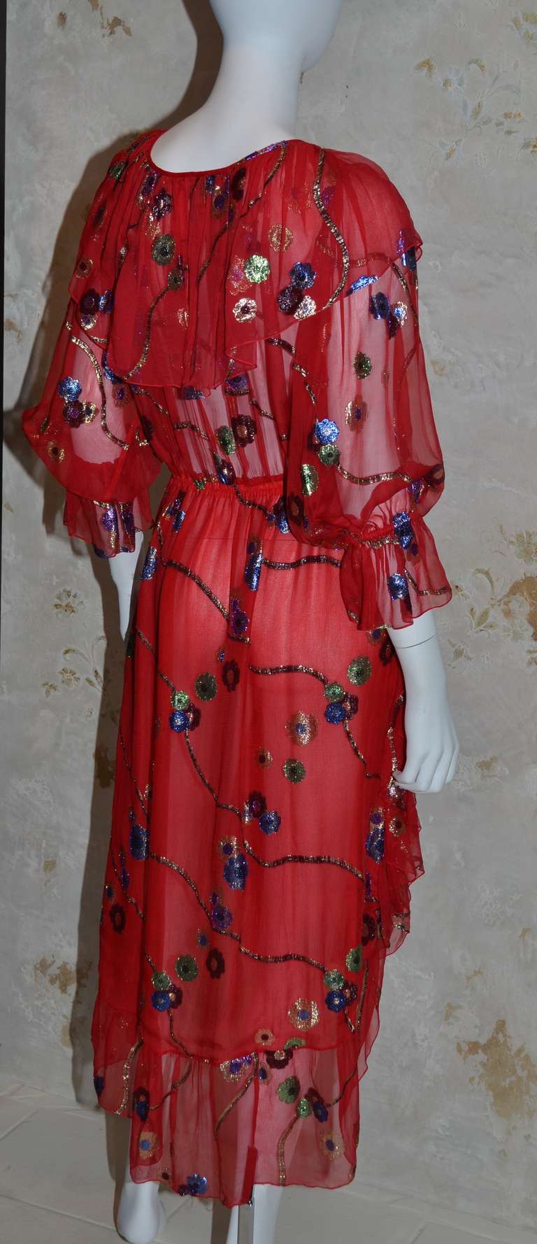 Yves Saint Laurent Vintage YSL Chiffon Dress In Excellent Condition In Carmel, CA