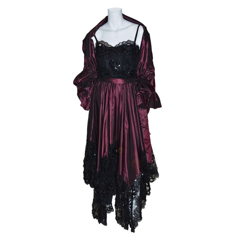 Yves Saint Laurent Vintage YSL Taffeta and Lace Gown