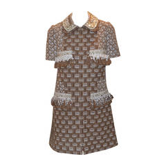 Louis Vuitton Resort 2013 Collection Tan Fringe Sequin Zip Up Coat Dress
