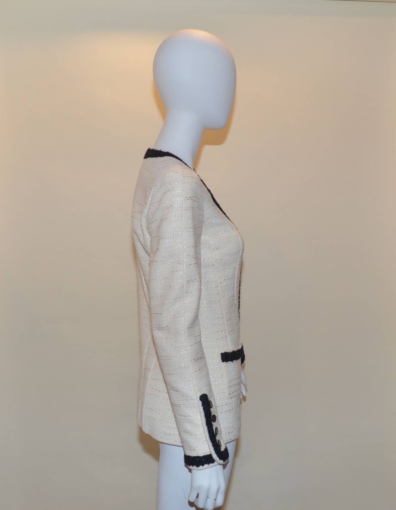 Gray Chanel 02P Boucle Wool Jacket 38