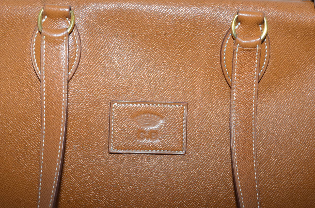RARE Hermes Gold Taurillon Clemence Leather Tote Briefcase Shoulder Bag In Good Condition In Carmel, CA