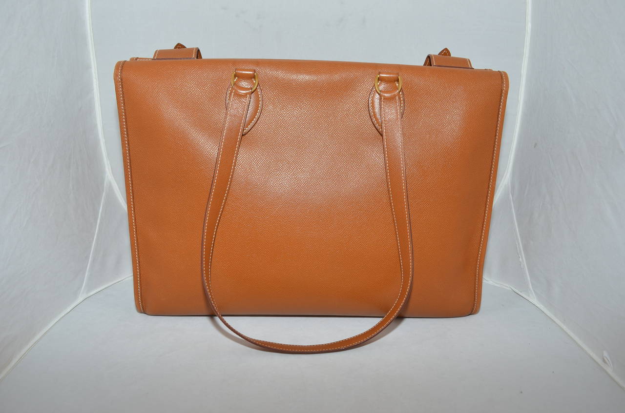 RARE Hermes Gold Taurillon Clemence Leather Tote Briefcase ...  
