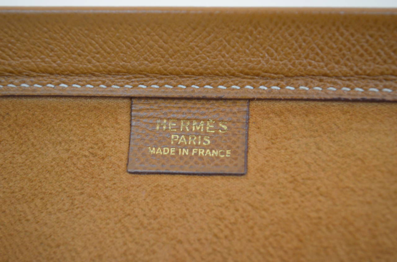 RARE Hermes Gold Taurillon Clemence Leather Tote Briefcase Shoulder Bag 1