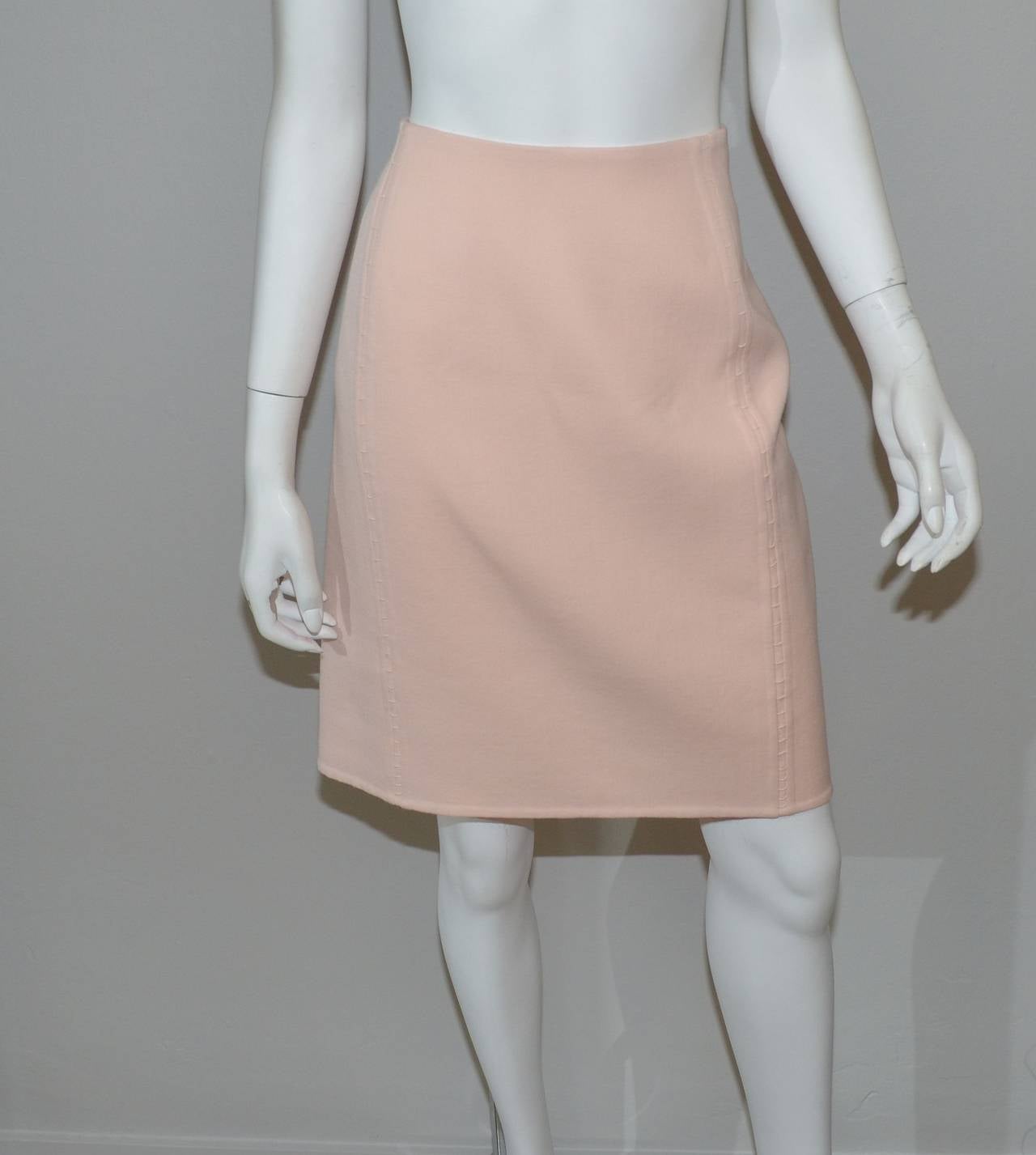 Chado Ralph Rucci Pale Pink Jacket Skirt Suit Set In Good Condition In Carmel, CA