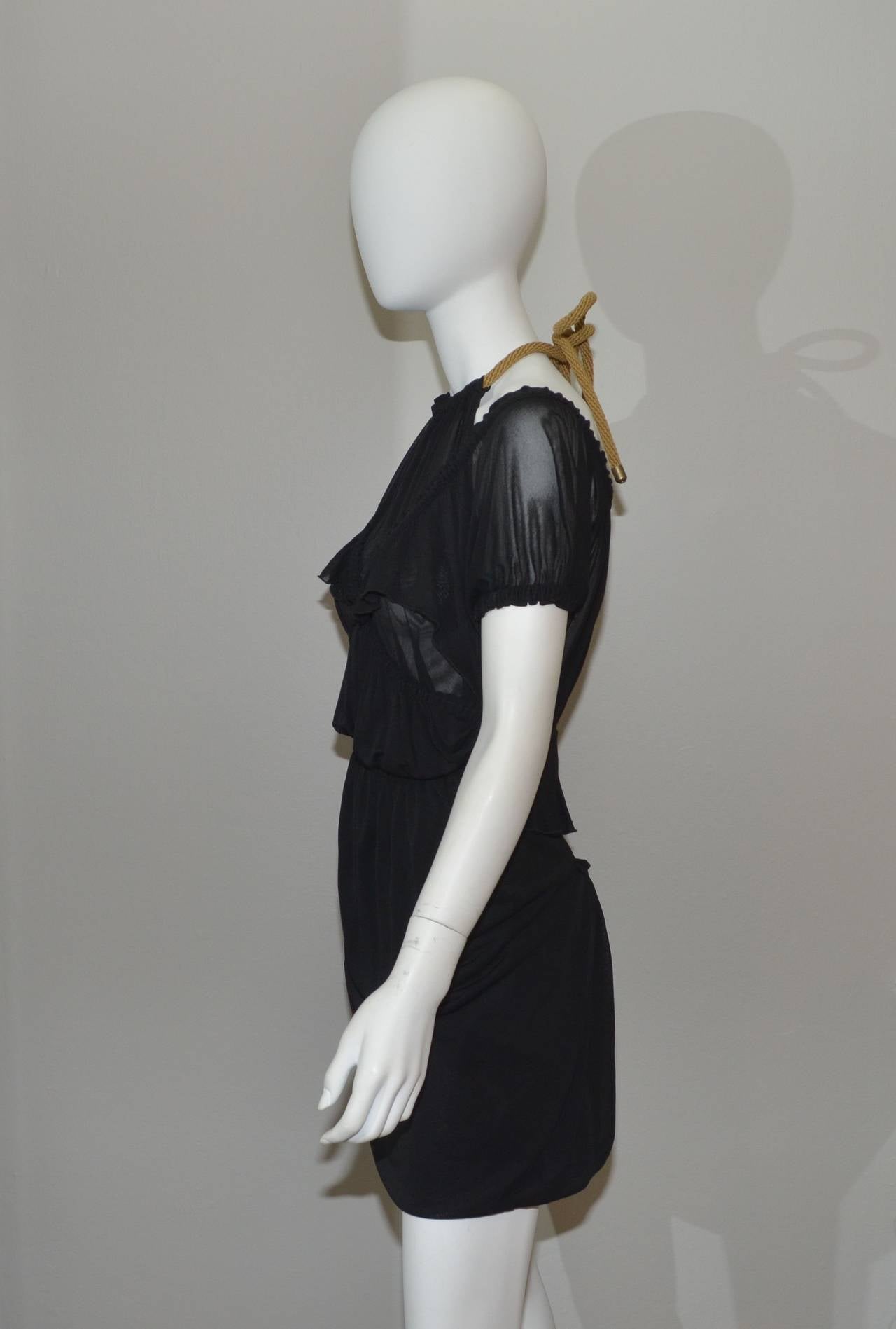 Black Yves Saint Laurent 1990s Jersey Halter Dress