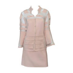 Chado Ralph Rucci Pale Pink Jacket Skirt Suit Set