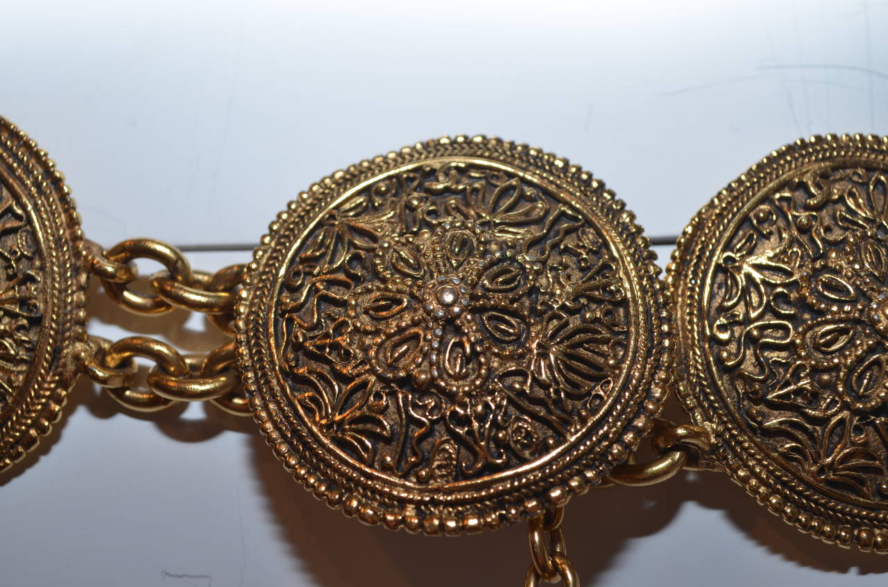 Brown Chanel 1985 Baroque Medallion Chain Belt